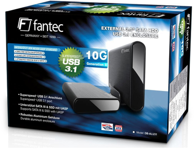 Надворешно куќиште Fantec DB ALU31, USB C 3.1, за HDD SSD 3.5", црна боја