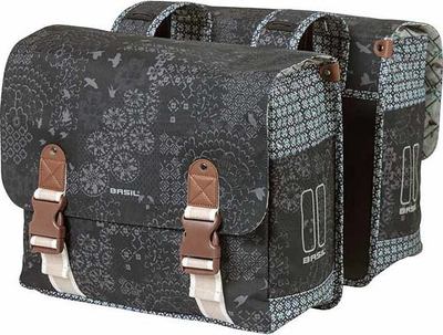 Çantë dyshe biçiklete Basil Boheme, 35L, poliestër kundra ujit, gri charcoal