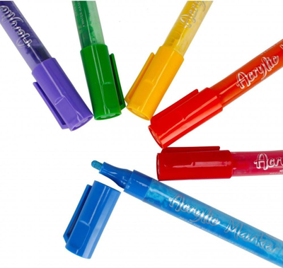 Set markera akrilikë Starpak Acrylic Marker, 6 copë, majë e rrumbullakët, shumëngjyrësh