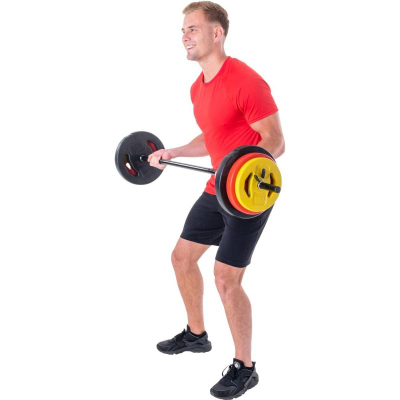 Set shtangë Pure2Improve Fitness Barbell P2I, 20 kg, me disqe çimentoje, shumëngjyrësh