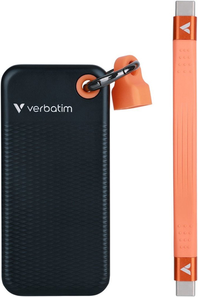 SSD i jashtëm Verbatim Pocket, 128GB, USB 3.2 Gen 2 USB C, i zi portokalli
