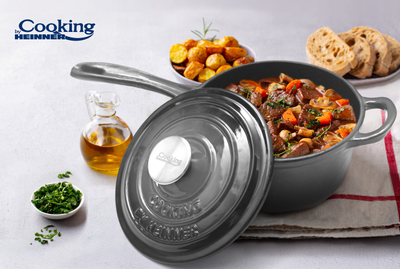 Tigan me kapak Cooking by Heinner, 19x9 cm, 1.8L, gize e emaluar, gri