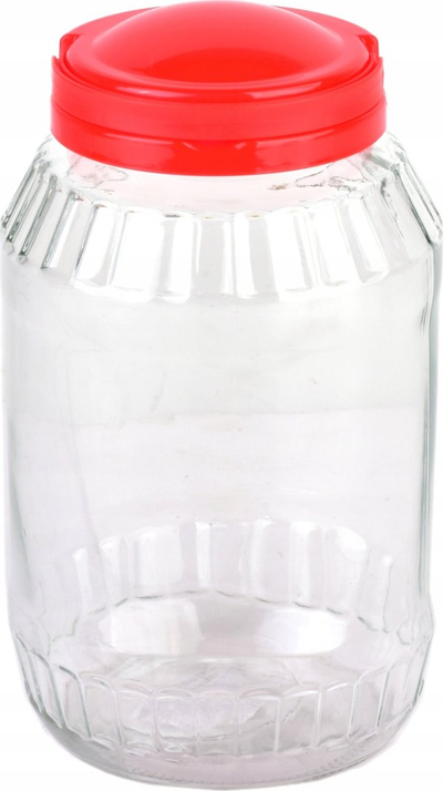 Kavanoz kuzhine Basic Kitchen 3.1L, xham, kapak me dorezë, i kuq