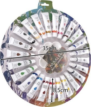 Set bojrash akrilike Maaleo 24725, 24 ngjyra, tuba 12 ml, shumëngjyrëshe