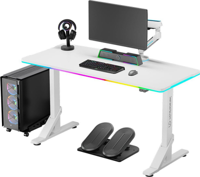 Tavolinë gaming ULTRADESK Iron Wei, skelet çeliku, drita LED, e zezë