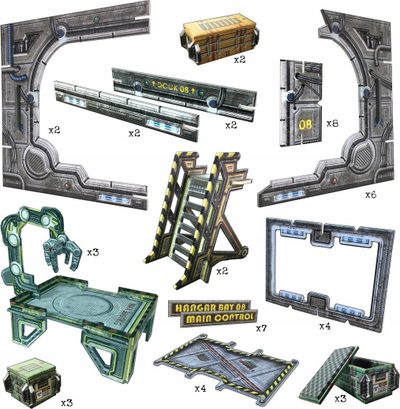 Terren loje Battle Systems Sci fi Arrival Bay, për RPG dhe wargames 28 35mm, karton, shumëngjyrësh