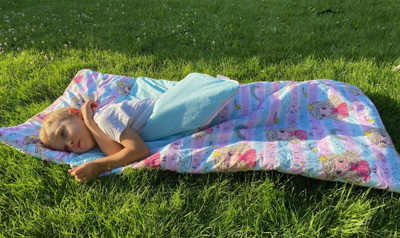 Qese gjumi për kalamaj Princess, pambuk 100%, me jastëk, shumëngjyrëshe