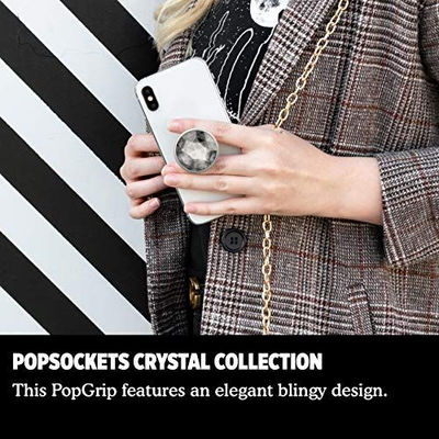Држач за телефон Popsockets Disco Crystal Silver, самолеплив, сив