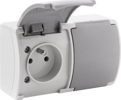 Prizë dyshe Orno AQUATIC OR-OE-7106, IP44, 2x2P+E, gri grafit