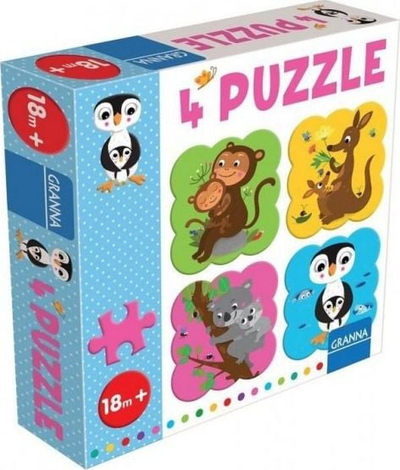 Puzzle Granna 4 Puzzle Tuna, set me 4 figura kafshësh, për fëmijë 18+ muaj