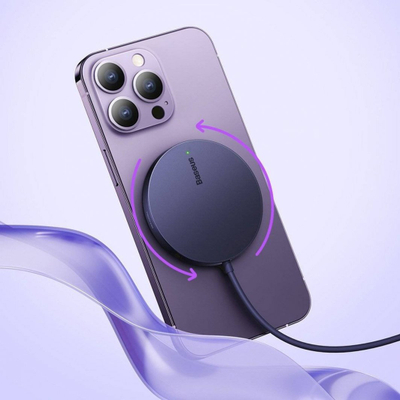Karikues wireless magnetik Baseus, 15W, Qi Qi2, i bardhë