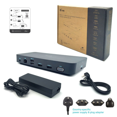 Докинг станица i-tec USB 3.0 USB-C Thunderbolt, 3 видео порти, Power Delivery 65W, црна