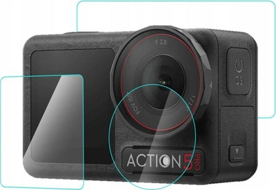 Set mbrojtës xhami PULUZ PU958T SB9461 për DJI Osmo Action 5 Pro, 2x screen protector, mbrojtje lente, transparent