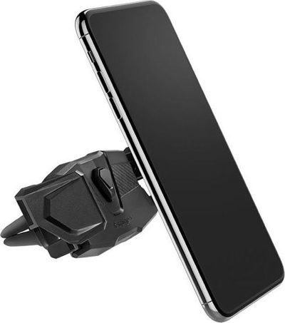 Mbajtëse telefoni veture Spigen Click.R 000CP26265, montim në grilë ventilimi, rrotullim 360°, e zezë
