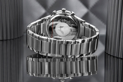 Orë dore Emporio Armani Chronograph, 43mm, çelik inoks, gri gunmetal