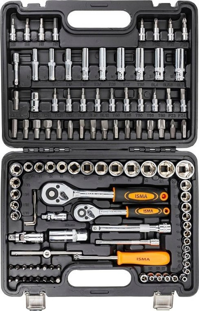Set veglash Complete Tool Set, 108 pjesë, çelësa 1/4" dhe 3/8", në kuti plastike