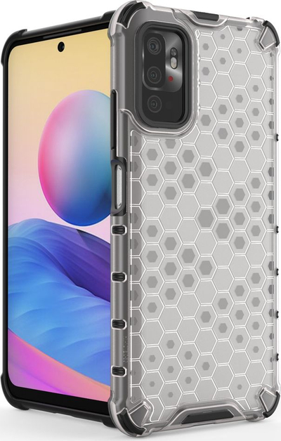 Калено куќиште за телефон Honeycomb Armor за Xiaomi Redmi Note 10 5G Poco M3 Pro, TPU PC, проѕирно