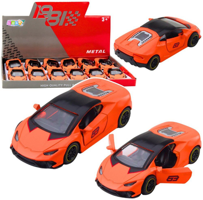 Makina lodër sportive metalike, pull back, shkalla 1:43, portokalli