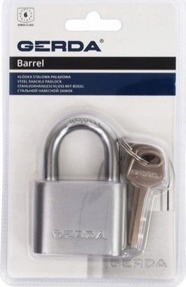 Катанец од челик Герда Барел GRKSP40, 40mm, со 3 клучеви, сребрен