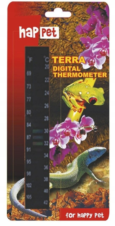 Termometër vetëngjitës për terrarium Happet, matje në °C dhe °F, shumëngjyrësh
