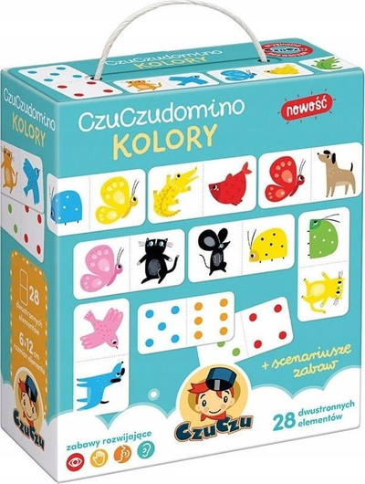 Loja domino për fëmijë CzuCzu Colors Bright, me ngjyra dhe kafshë