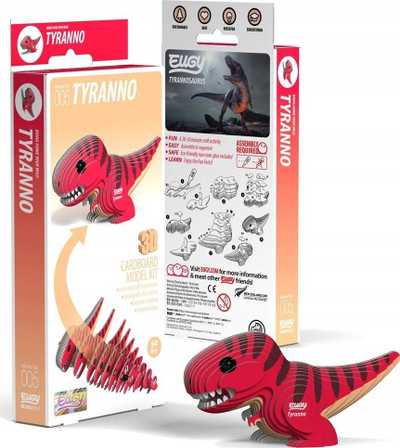 Puzzle 3D kartoni Eugy Tyranno, model dinozaur, për fëmijë 6+, i kuq
