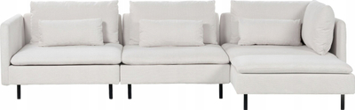 Divan këndor modular EGERIS, 3 vende, shtrirje majtas, bezhë e çelët
