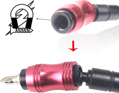 Adapter këndor magnetik për bit, 1/4", deri 20°, i zi me rozë metalike
