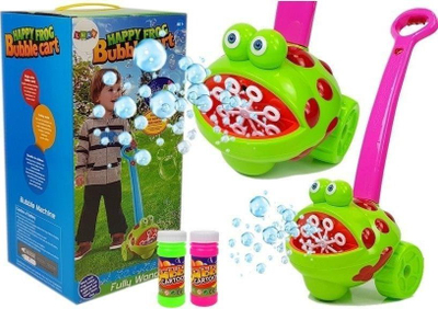 Lodër makinë flluskash Leantoys Frog, me dritë, me muzikë, jeshile rozë