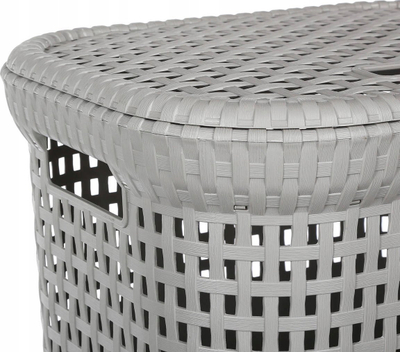 Kosh rrobash plastik 60L, me kapak, gri