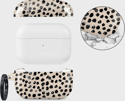 Këllëf Almond Latte për kufje Apple AirPods Pro 2, me karabinë, krem me pika të zeza