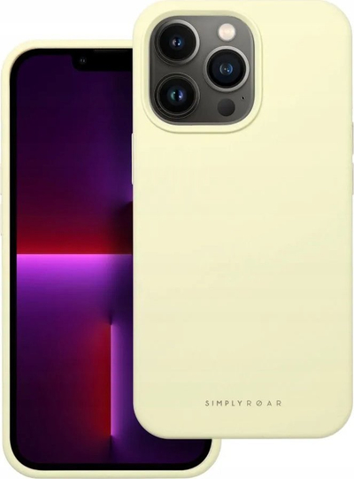 Këllëf silikoni Roar Futera Cloud Skin për iPhone 13 Pro, i hollë, kapet dhe me karikim wireless, ngjyrë e verdhë e çelët