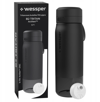Shishe me filter WESSPER B2 Tritan Actitex, 700 ml, e zezë