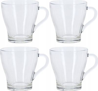 Сет чаши за кафе и чај, 4 парчиња, 300 ml, проѕирно стакло
