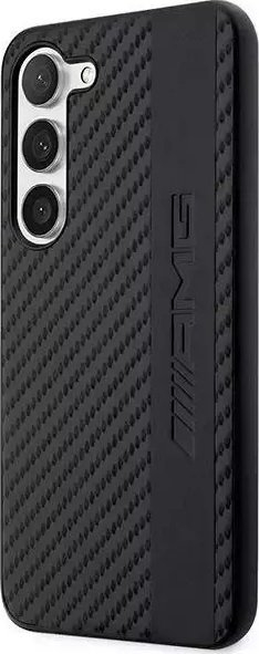 Mbulese telefoni Mercedes AMG për Samsung Galaxy S23 Plus, HardCase karbon, dizajn Stripe, e zezë