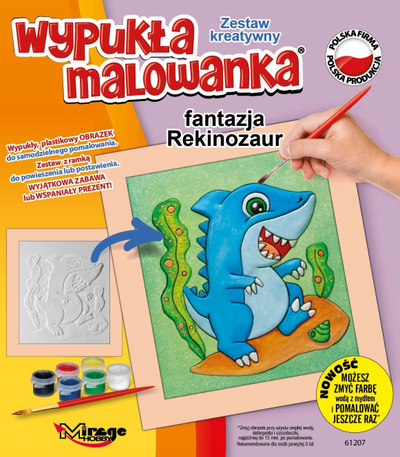 Set pikturimi 3D Mirage Hobby Convex Coloring Fantasy Sharkosaur, me bojëra me bazë uji, për kalamaj 5+
