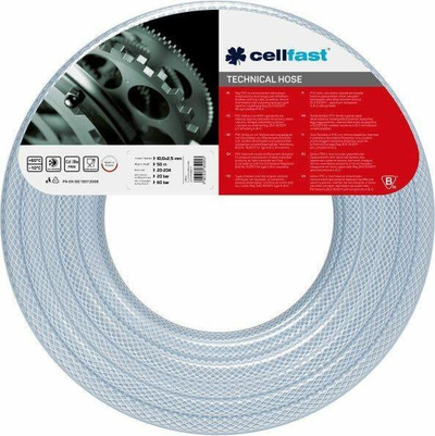 Zorrë teknike Cellfast Technical Hose, 6mm, gërshetim i përforcuar, transparente