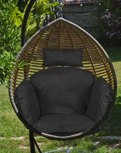 Jastëk kopshti Garden Stork Nest, 112x113 cm, me mbështetëse koke, i zi