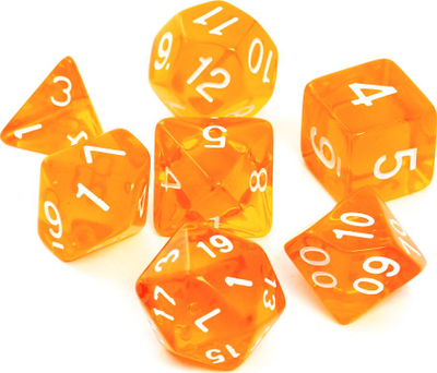 Set zaresh Rebel RPG Crystal, 7 copë, portokalli