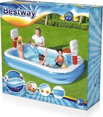 Pishinë fryrëse Bestway, 2.5m x 1.68m, me kosha basketbolli, shumëngjyrëshe