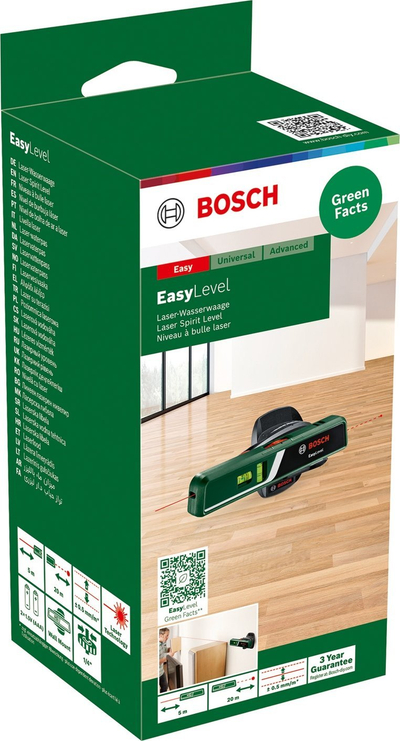 Niveli lazer Bosch EasyLevel 0603663302, saktësi ±0.5mm/m, jeshil