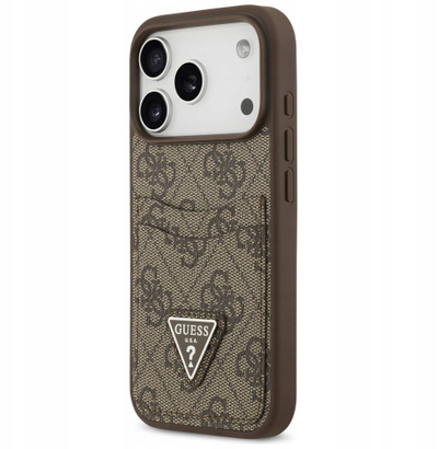 Mbulesë telefoni Guess Hardcase 4G Double Card Triangle, për iPhone 17 Pro, me MagSafe, kafe