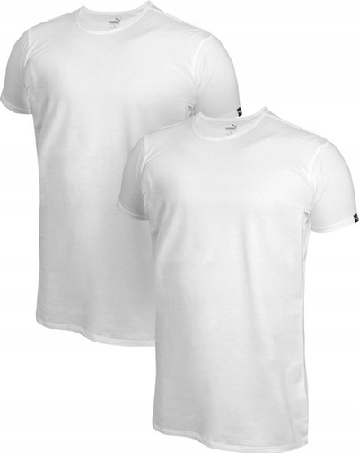 Set me bluza për burra Puma Basic Crew Tee, 2 copë, pambuk, të bardha