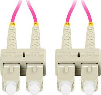 Kabllo fibër optike Lanberg MM OM4, SC UPC në SC UPC, duplex 1m, vjollcë
