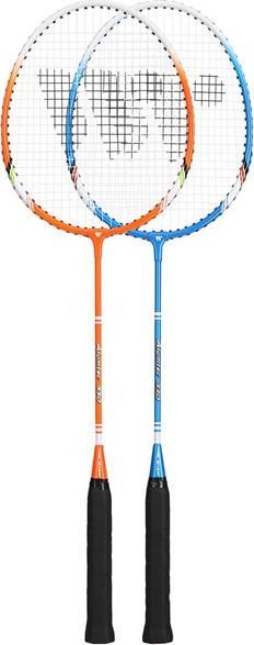 Set raketa badminton WISH Alumtec 330K, 2 copë, çelik alumin, blu dhe portokalli