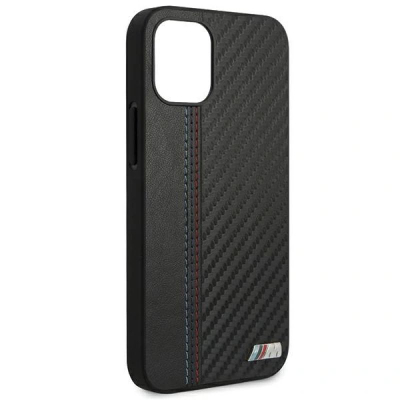 Mbulesë telefoni BMW M Collection Carbon Stripe për iPhone 12 mini, lëkurë PU, e zezë