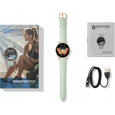 Orë inteligjente Oromed ORO Active Pro 1, monitorim shëndeti, rezistente ndaj ujit, jeshile pastel