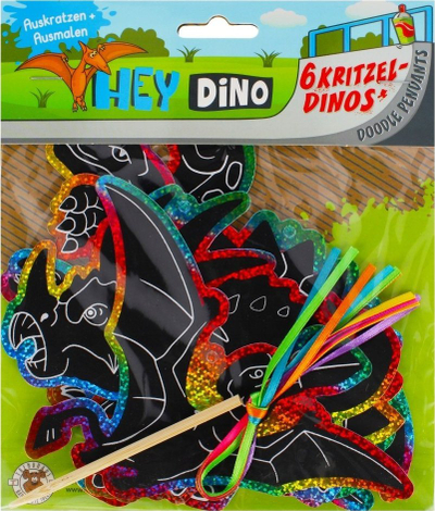 Set kreativ për vizatim Trendhaus Scratch Art Hey Dino, fletë me dinosaurë, shumëngjyrësh