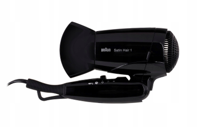 Tharëse flokësh Braun Satin Hair 1 HD 130 To Go, kompakte për udhëtim, 1200W, e bardhë