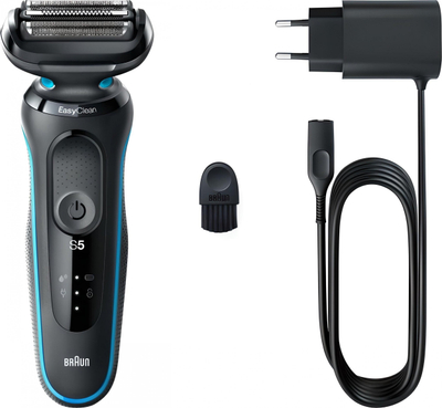 Rrojë elektrike Braun Series 5 51-M1000s, 3 tehe fleksibël, e papërshkueshme nga uji, blu